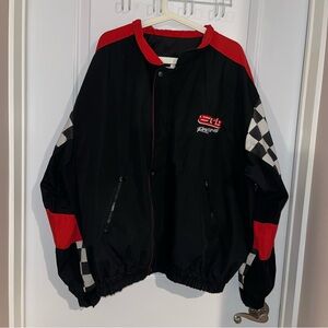 Racing Nascar Inspired Black and Red Bomber Jacket